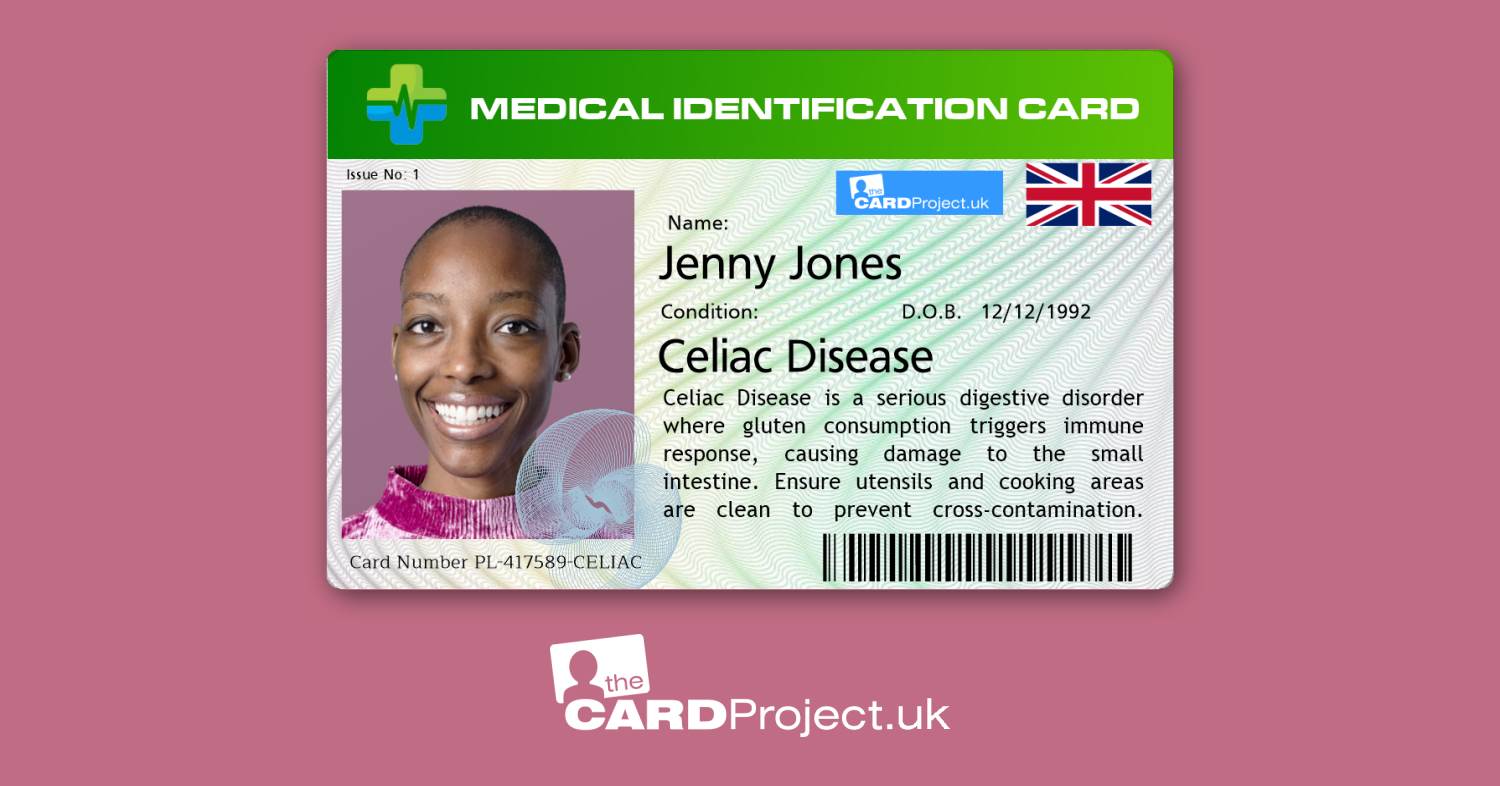 Celiac (Coeliac) Disease Premium Medical Photo ID Card  (FRONT)